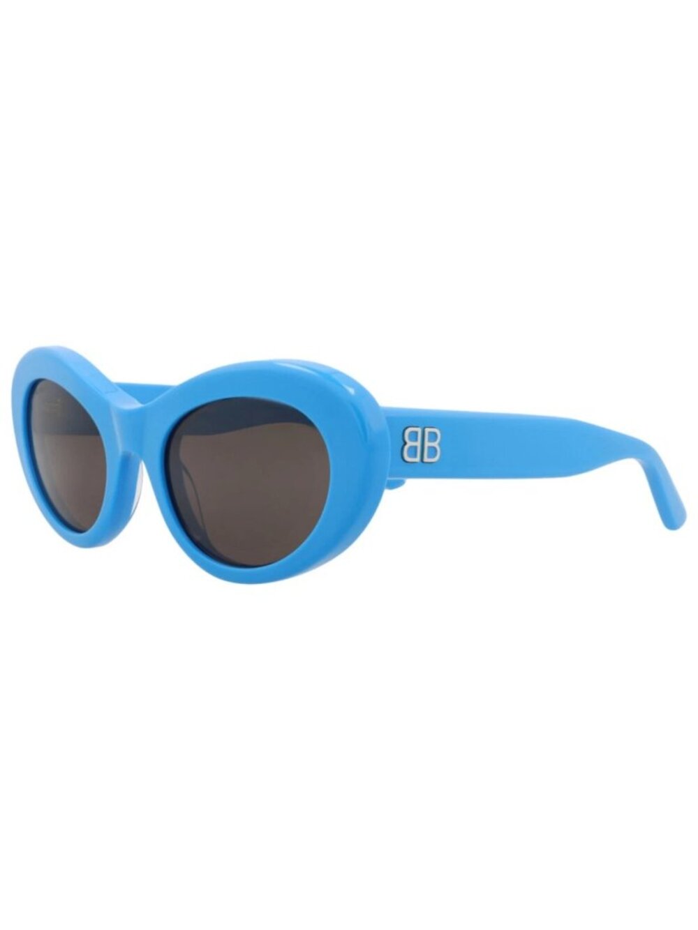 New Balenciaga Women's Sunglasses Round Oval Recycled Acetate Frame Light Blue